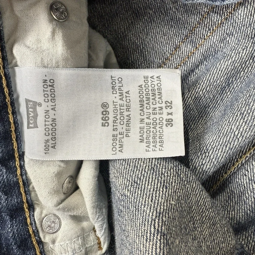 Vintage Levis 569 Jeans Mens 36x32 Blue Loose Straight Denim Cotton Baggy Y2K - Picture 8 of 9